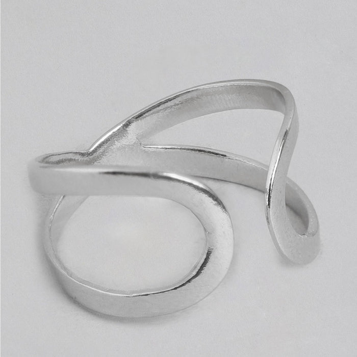 Abstract Rhodium Plated 925 Sterling Silver Ring for Her (Adjustable)