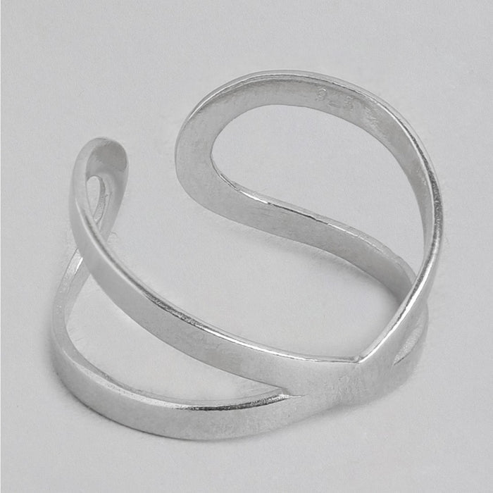 Abstract Rhodium Plated 925 Sterling Silver Ring for Her (Adjustable)
