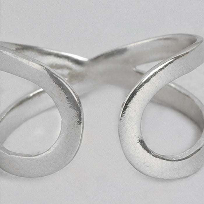 Abstract Rhodium Plated 925 Sterling Silver Ring for Her (Adjustable)