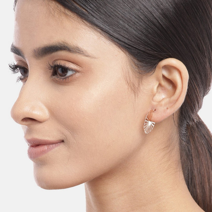 Abstract Rose Gold Plated 925 Sterling Silver Earrings