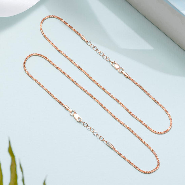 Adorable Weave Chain 925 Sterling Silver Anklet in Rose Gold