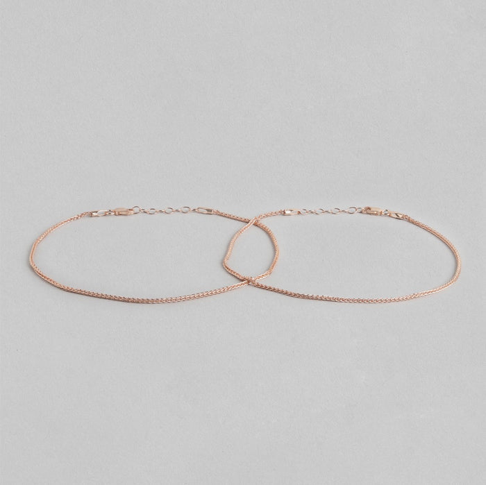 Adorable Weave Chain 925 Sterling Silver Anklet in Rose Gold