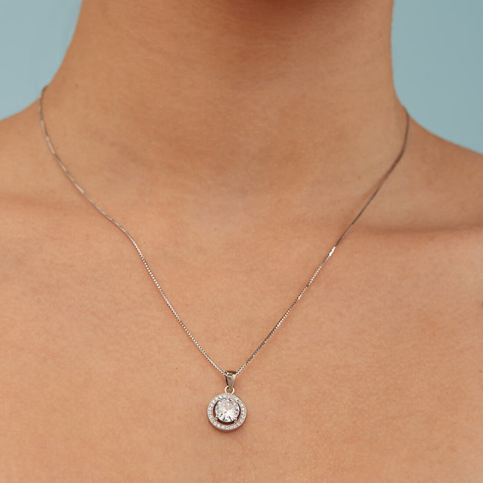 Alexis Halo Rhodium Plated 925 Sterling Silver Necklace