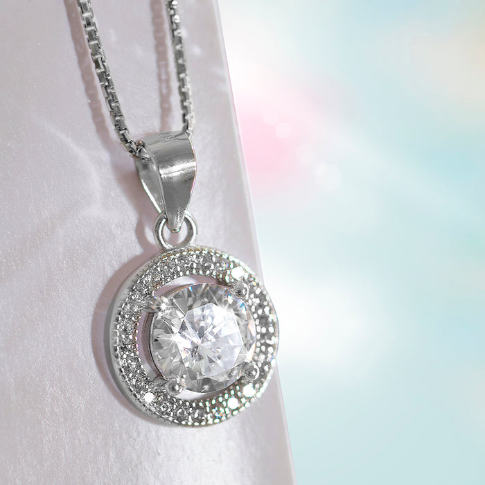 Alexis Halo Rhodium Plated 925 Sterling Silver Necklace