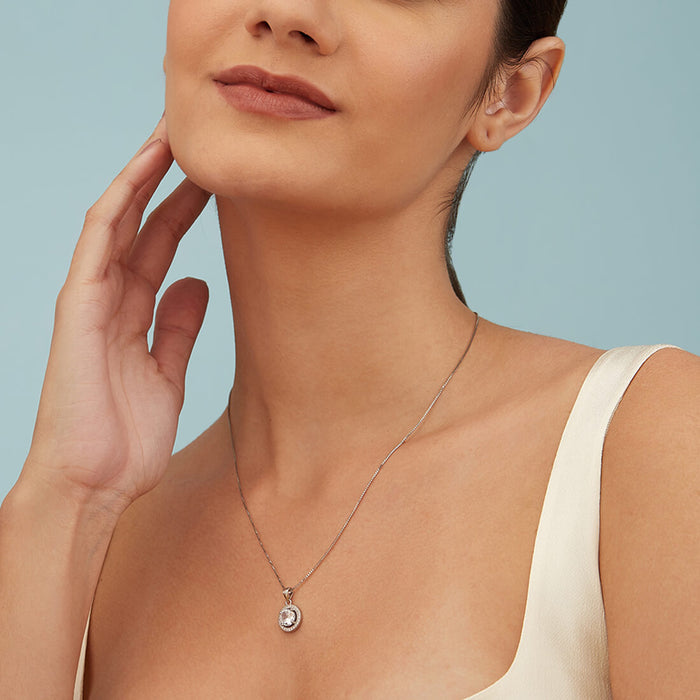Alexis Halo Rhodium Plated 925 Sterling Silver Necklace