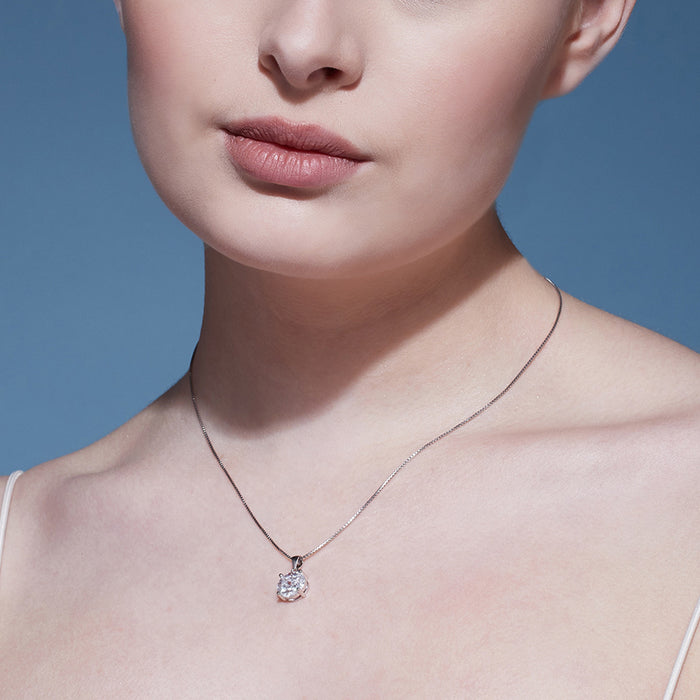 Alexis Solitaire 925 Silver Necklace with Chain
