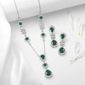 Alluring Mystery Rhodium Plated 925 Sterling Silver Green Jewellery Set