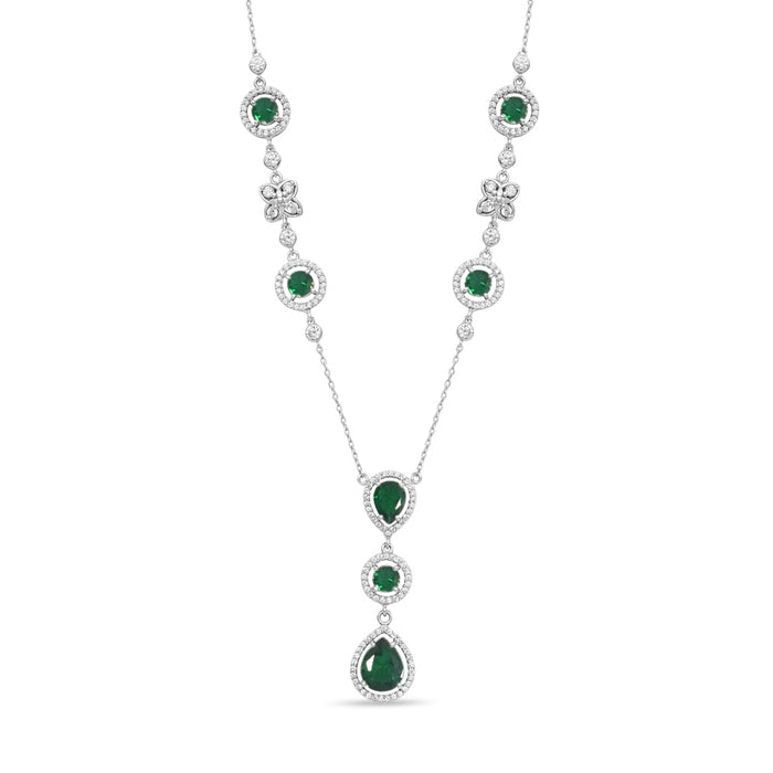 Alluring Mystery Rhodium Plated 925 Sterling Silver Green Necklace