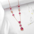 925 Sterling Silver Alluring Mystery Rose Gold-Plated Dark Pink Solitaire Necklace for Women – Zavya