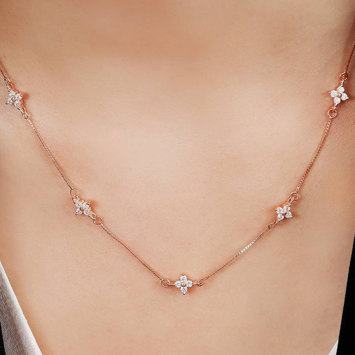 Alluring Rose Gold-Plated 925 Sterling Silver Necklace with CZ