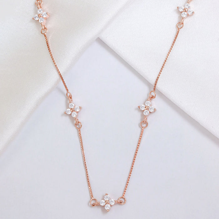 Alluring Rose Gold-Plated 925 Sterling Silver Necklace with CZ