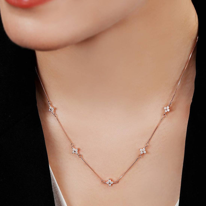 Alluring Rose Gold-Plated 925 Sterling Silver Necklace with CZ