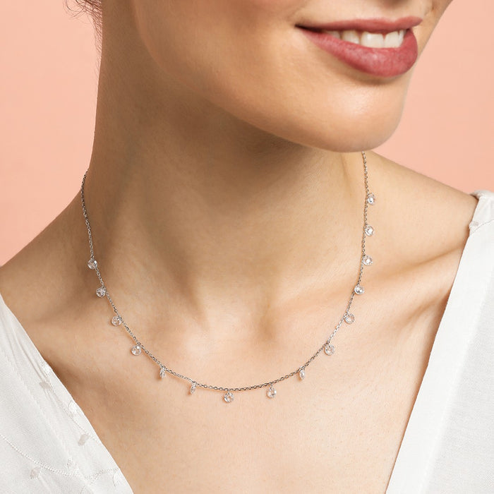 Alora Drop  925 Sterling Silver CZ Necklace