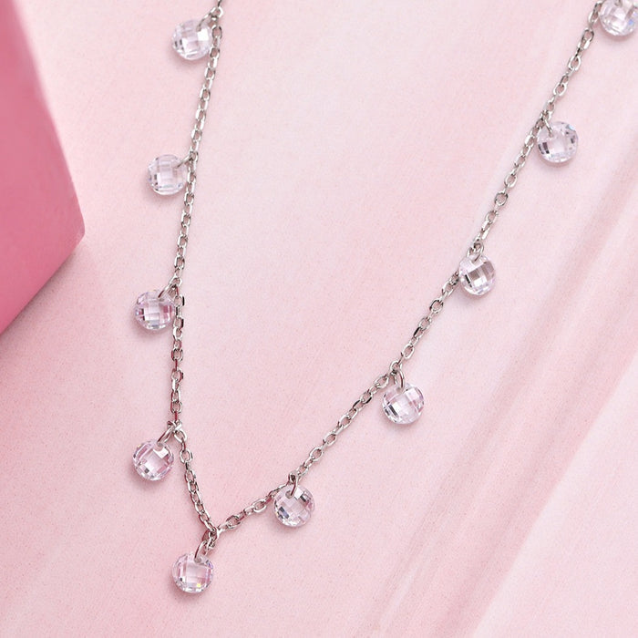 Alora Drop  925 Sterling Silver CZ Necklace
