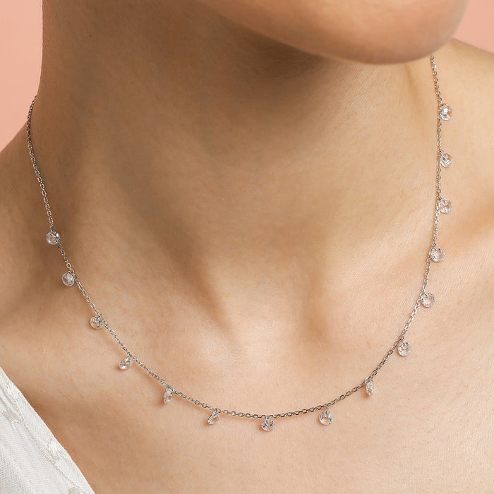 Alora Drop  925 Sterling Silver CZ Necklace