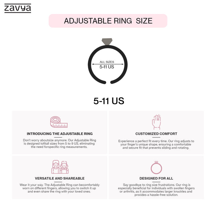 Alora Ruby Heart 925 Sterling Silver CZ Ring for Women (Adjustable)