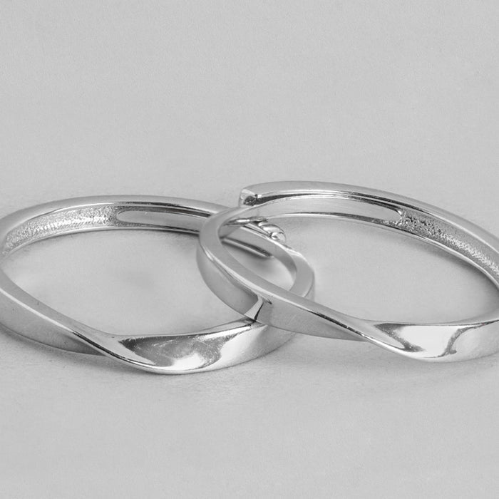 Always and Forever Rhodium Plated 925 Sterling Silver Couple Ring (Adjustable)