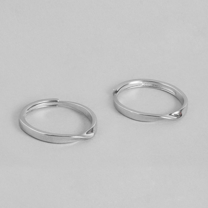 Always and Forever Rhodium Plated 925 Sterling Silver Couple Ring (Adjustable)