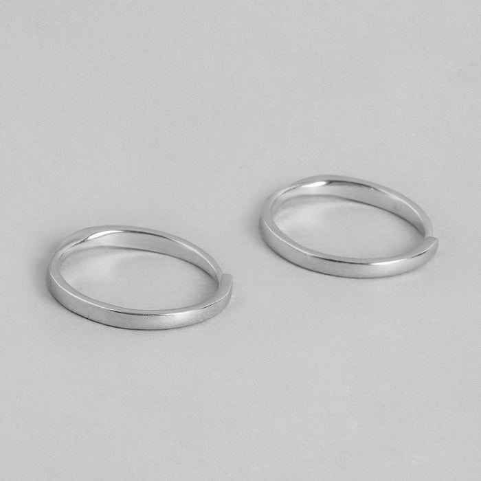 Always and Forever Rhodium Plated 925 Sterling Silver Couple Ring (Adjustable)