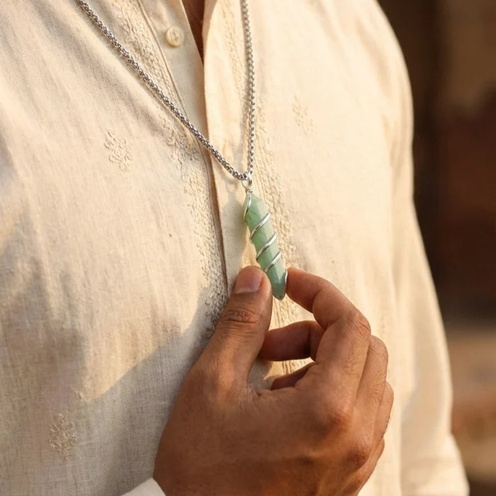 Amazonite Stone Locket with Chain