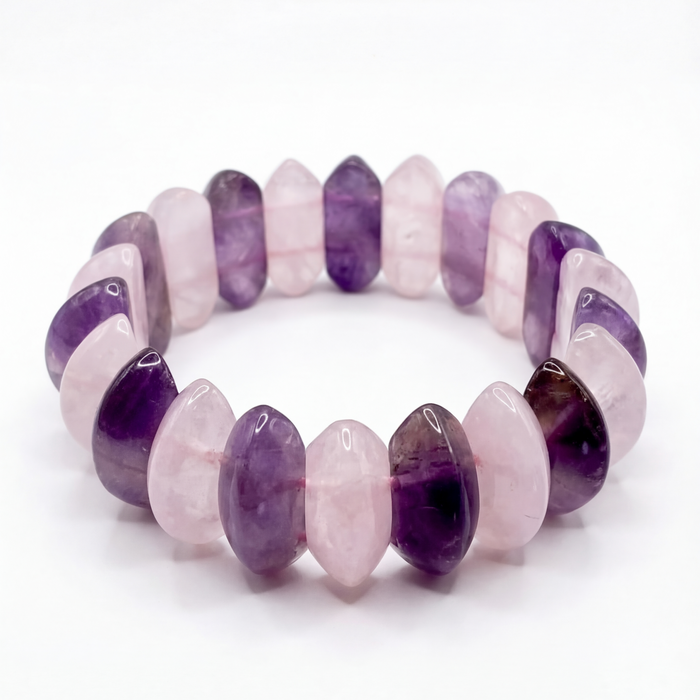 Amethyst and Rose Quartz Oval Cut Bracelet - view 4