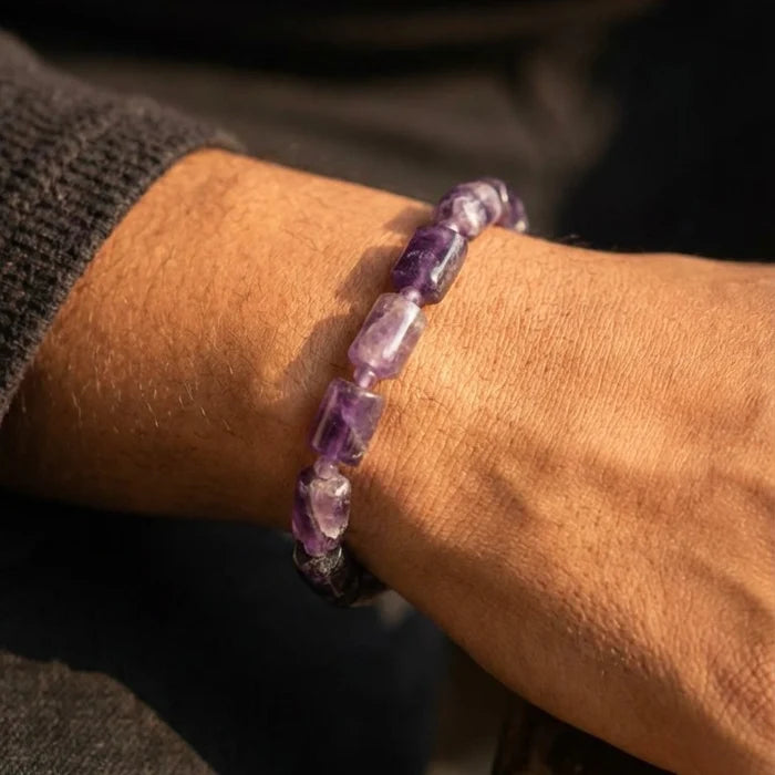 Amethyst Rectangular Stone Bracelet - view 2