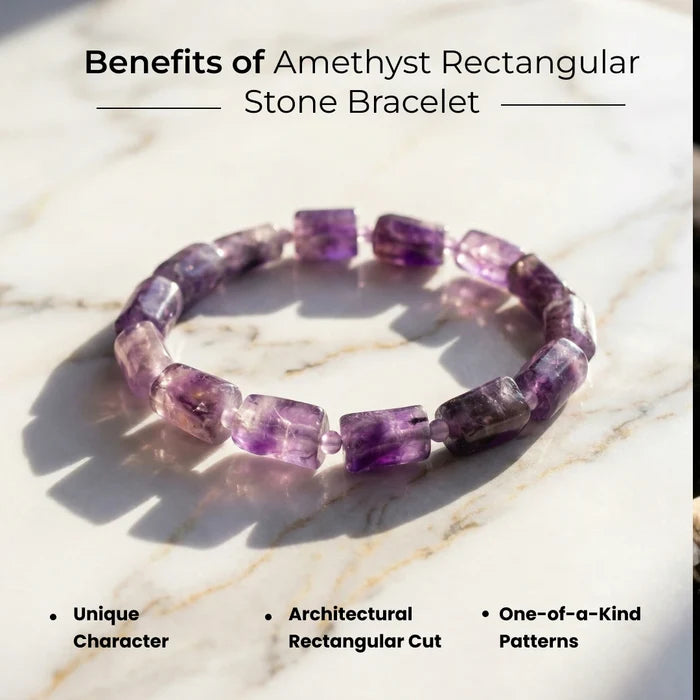 Amethyst Rectangular Stone Bracelet - view 5