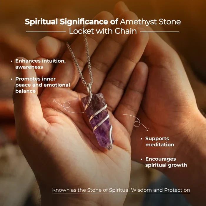Amethyst Stone Locket with Chain - view 3