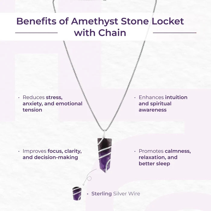 Amethyst Stone Locket with Chain - view 4