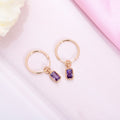 Amethyst Stone Rose Gold Plated 925 Sterling Silver Loop Earring