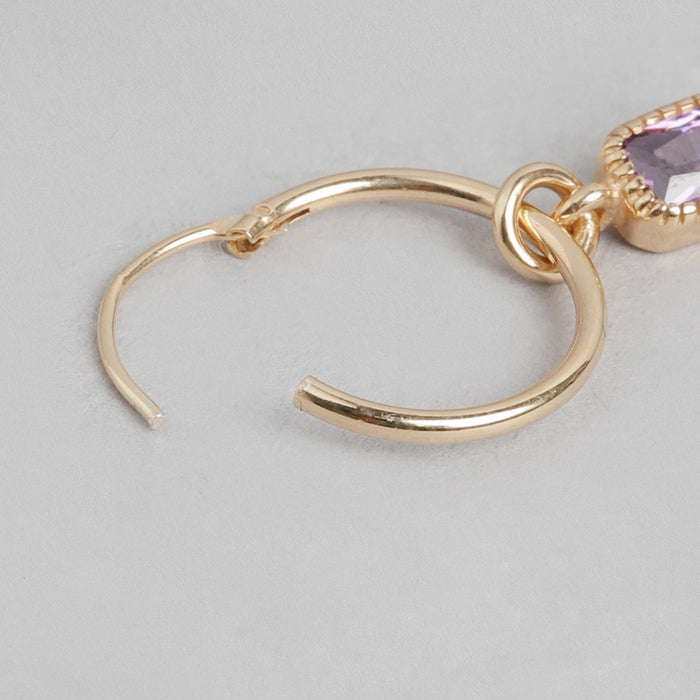 Amethyst Stone Rose Gold Plated 925 Sterling Silver Loop Earring