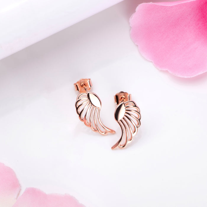 Angelic Allure Rose Gold-Plated 925 Sterling Silver Earrings