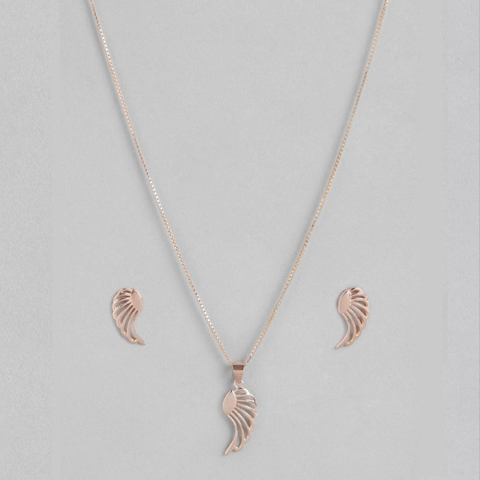 Angelic Crimson Wings Rose Gold-Plated 925 Sterling Silver Jewelry Set