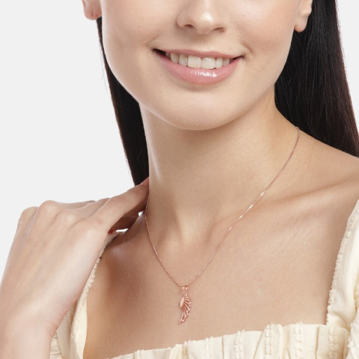 Angelic Rose Gold-Plated 925 Sterling Silver Angel Wings Pendant with Chain