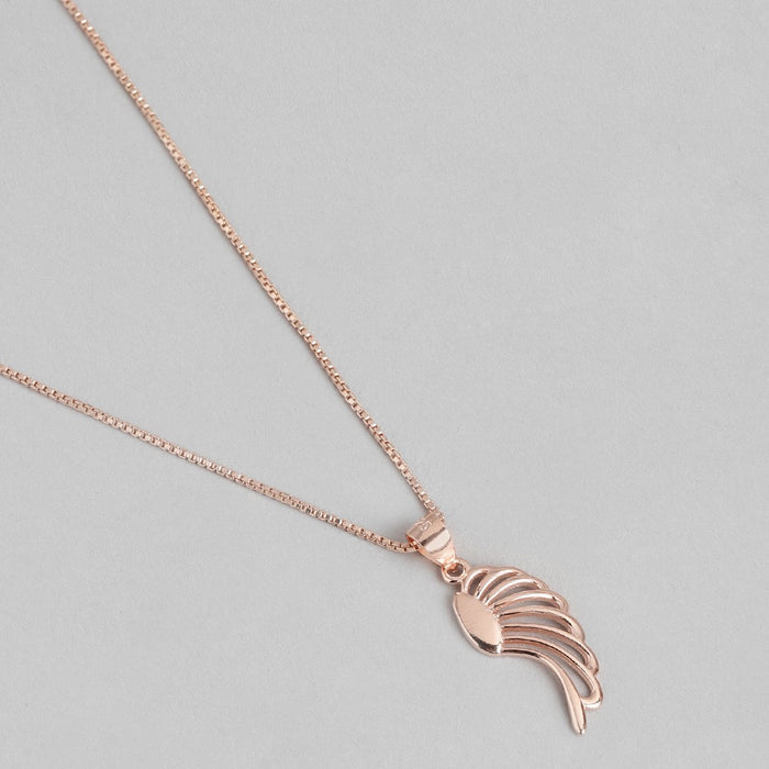 Angelic Rose Gold-Plated 925 Sterling Silver Angel Wings Pendant with Chain