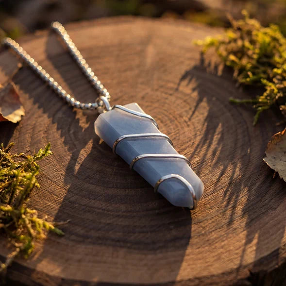 Angelite Stone Locket with Chain - view 4
