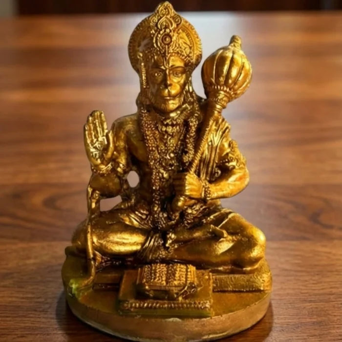 Antique Brass-Finish Hanuman Idol (Resin) – For Car & Office - view 2