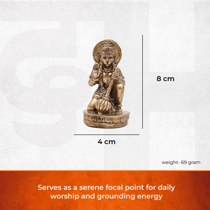 Antique Brass-Finish Hanuman Idol (Resin) – For Car & Office - view 3