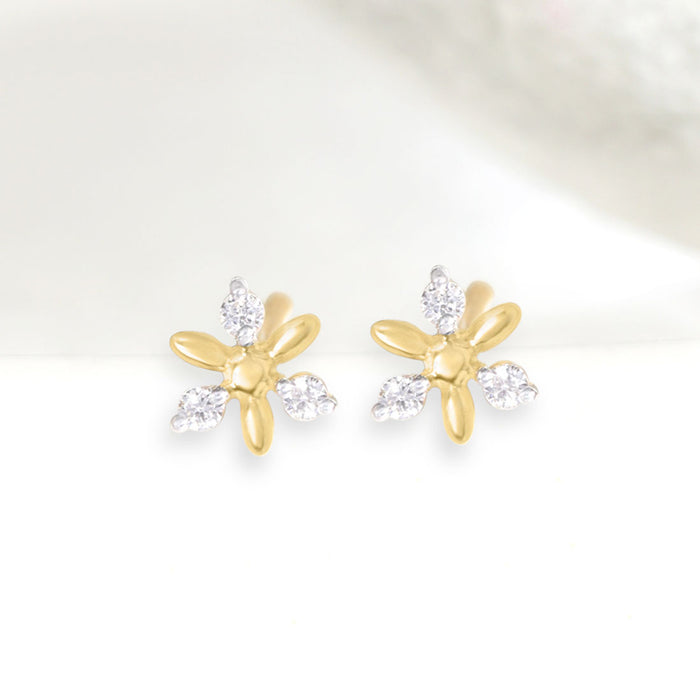 Artsy Floral Gold Lab-Grown Diamonds Earrings