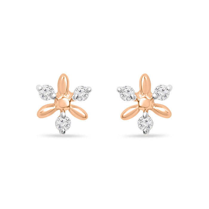 Artsy Floral Gold Lab-Grown Diamonds Earrings