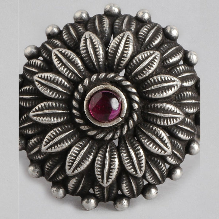 Aster Oxidised 925 Sterling Silver Ring for Women (Adjustable)
