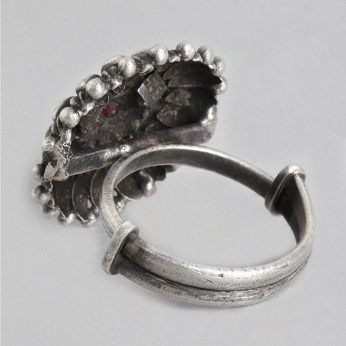 Aster Oxidised 925 Sterling Silver Ring for Women (Adjustable)