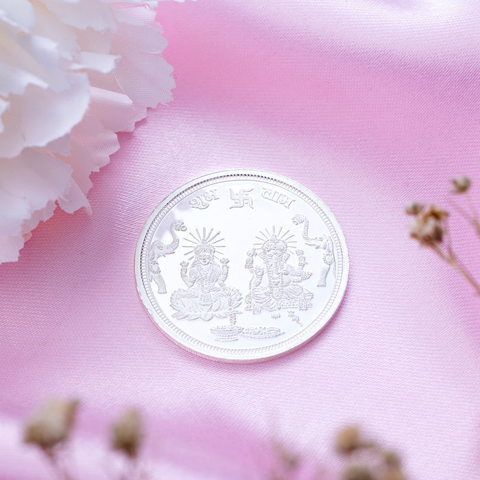 Auspicious Ganesh & Lakshmi Ji Silver-Plated 999 Sterling Silver Coin