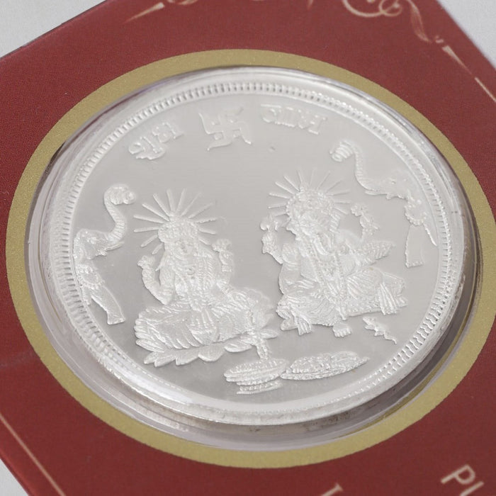Auspicious Ganesh & Lakshmi Ji Silver-Plated 999 Sterling Silver Coin