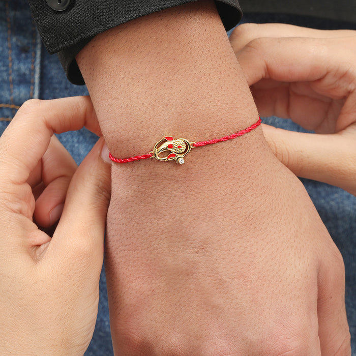Auspicious Lord Ganesh Ji CZ Gold-Plated Sterling Silver Thread Rakhi