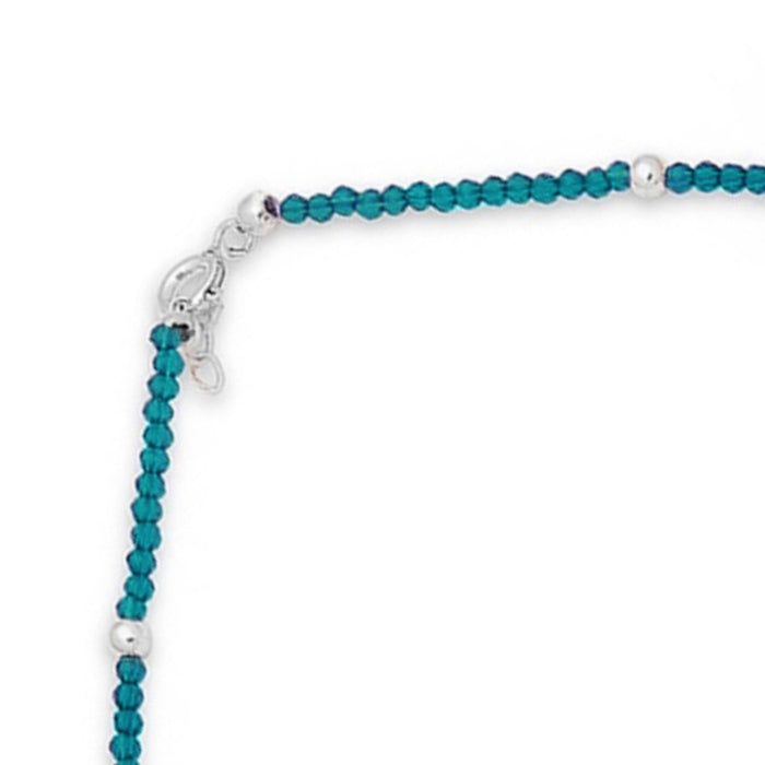 Azure Ward 925 Sterling Silver Rhodium-Plated Evil Eye Anklet