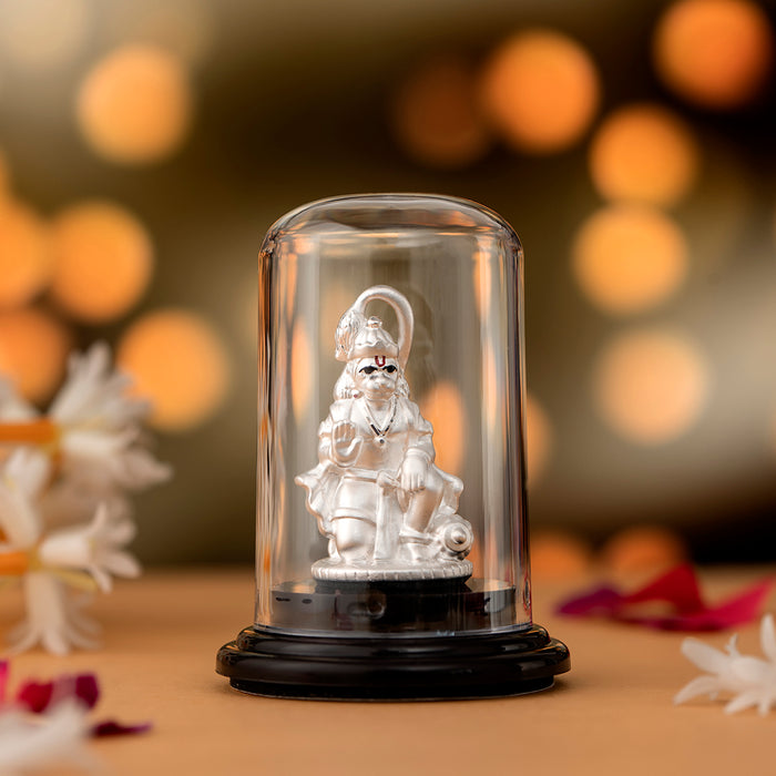 Bajrang Bali's Blessing Rhodium-Plated 999 Silver Idol