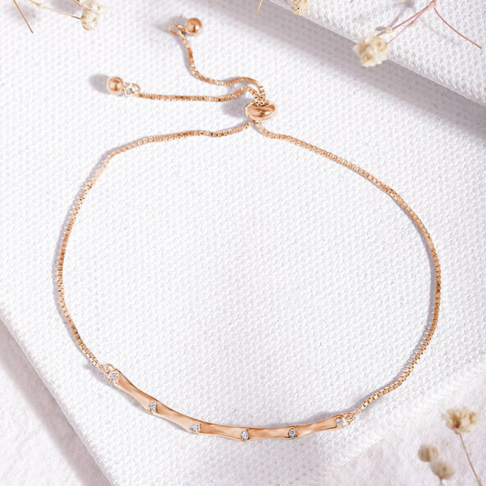 Bamboo Elegance Rose Gold Plated 925 Silver Bracelet (Adjustable)