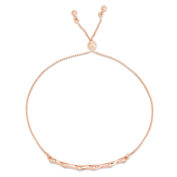 Bamboo Elegance Rose Gold Plated 925 Silver Bracelet (Adjustable)