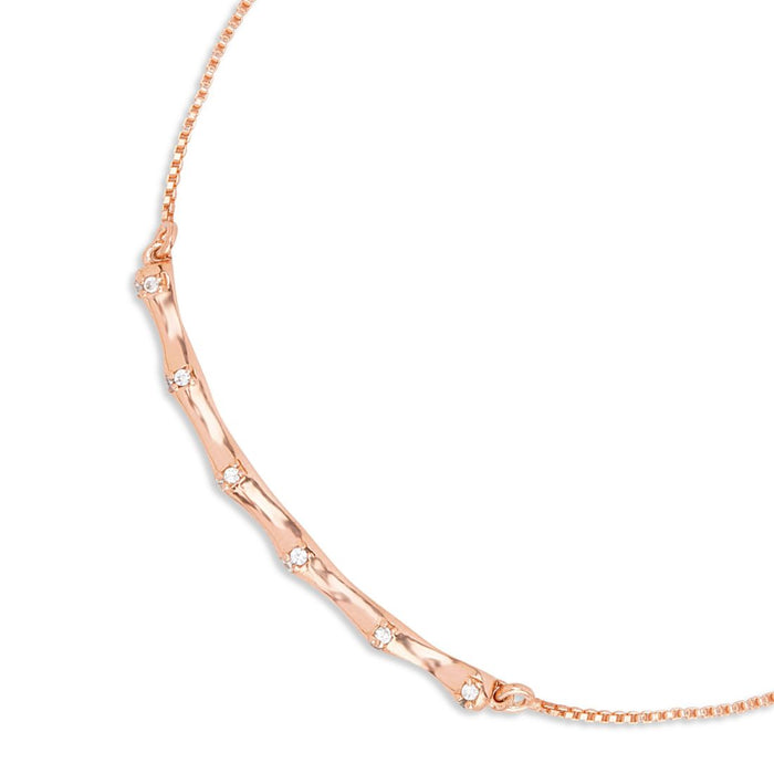 Bamboo Elegance Rose Gold Plated 925 Silver Bracelet (Adjustable)